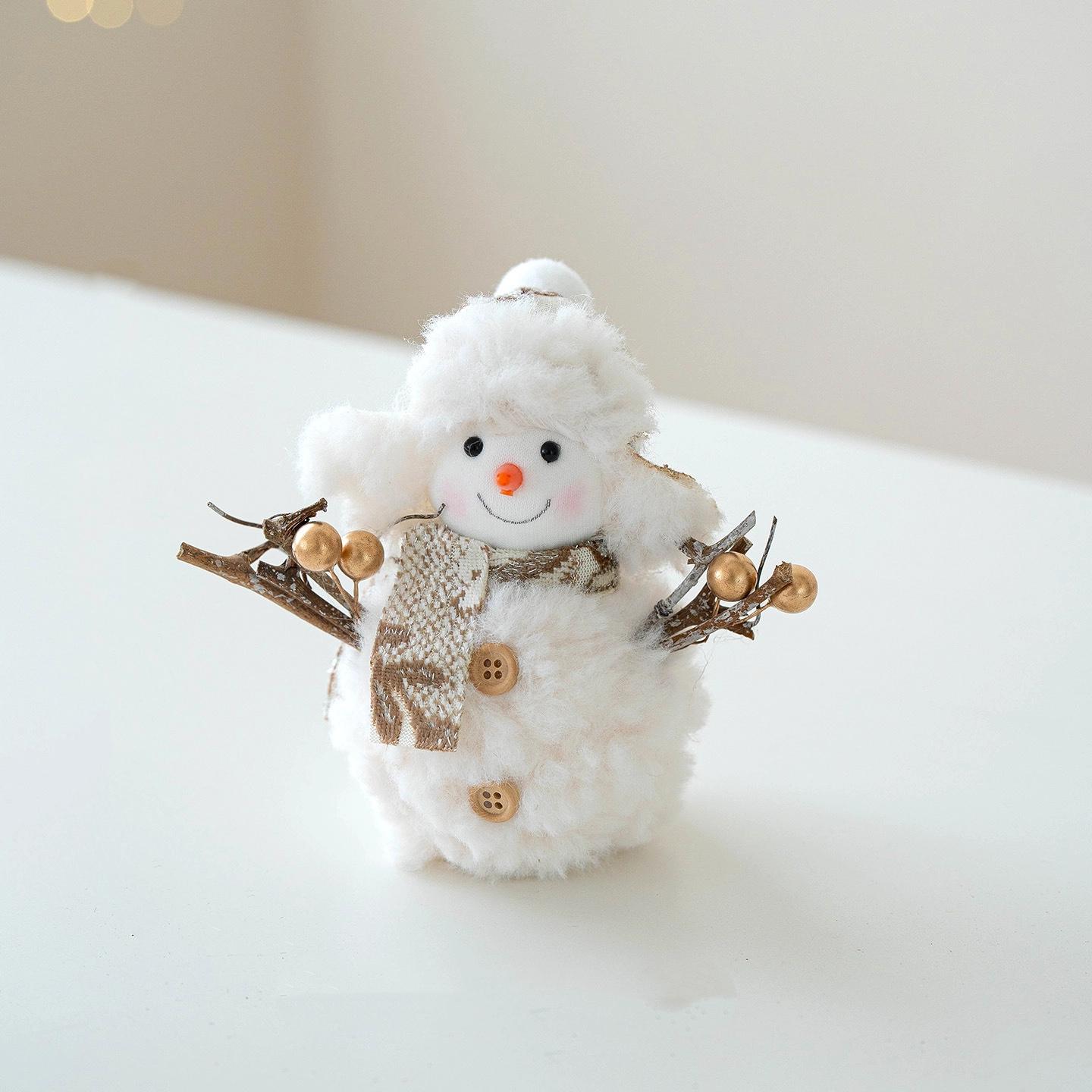 

Plush Knit Christmas Snowman Figurine Doll Decoration Christmas Ornaments For Tabletop Holiday Atmosphere Decor S золотой