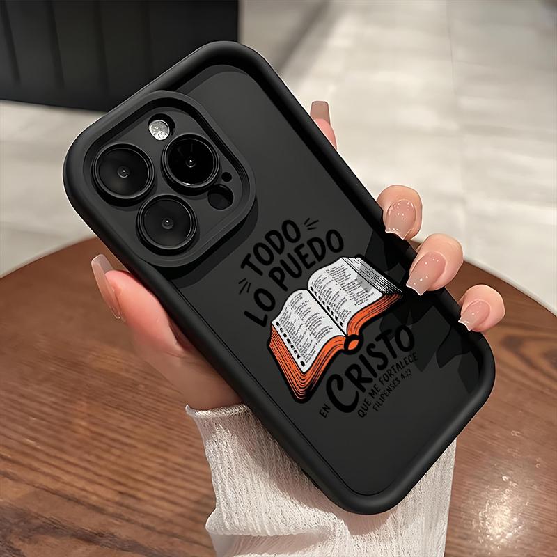 Christian Bible Book Pattern Silicone Phone Case For iPhone 17 16 16e 15 14 13 12 11 Pro Max Plus XS XR X Shockproof Soft Cover