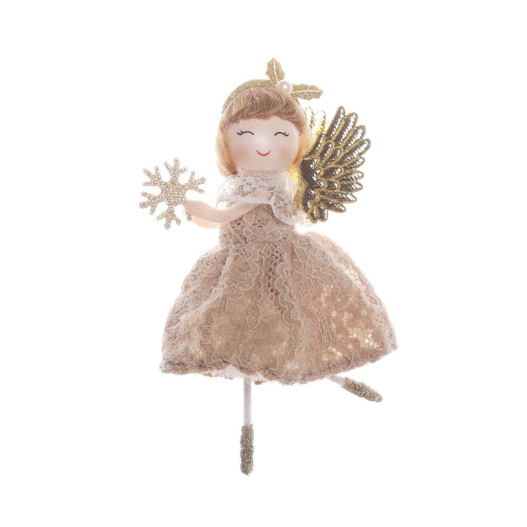 Christmas Angel Hanging Ornament With Hollow‑Out Skirt Headband, Small Pendant for Xmas Tree, Holiday Christmas Accessory