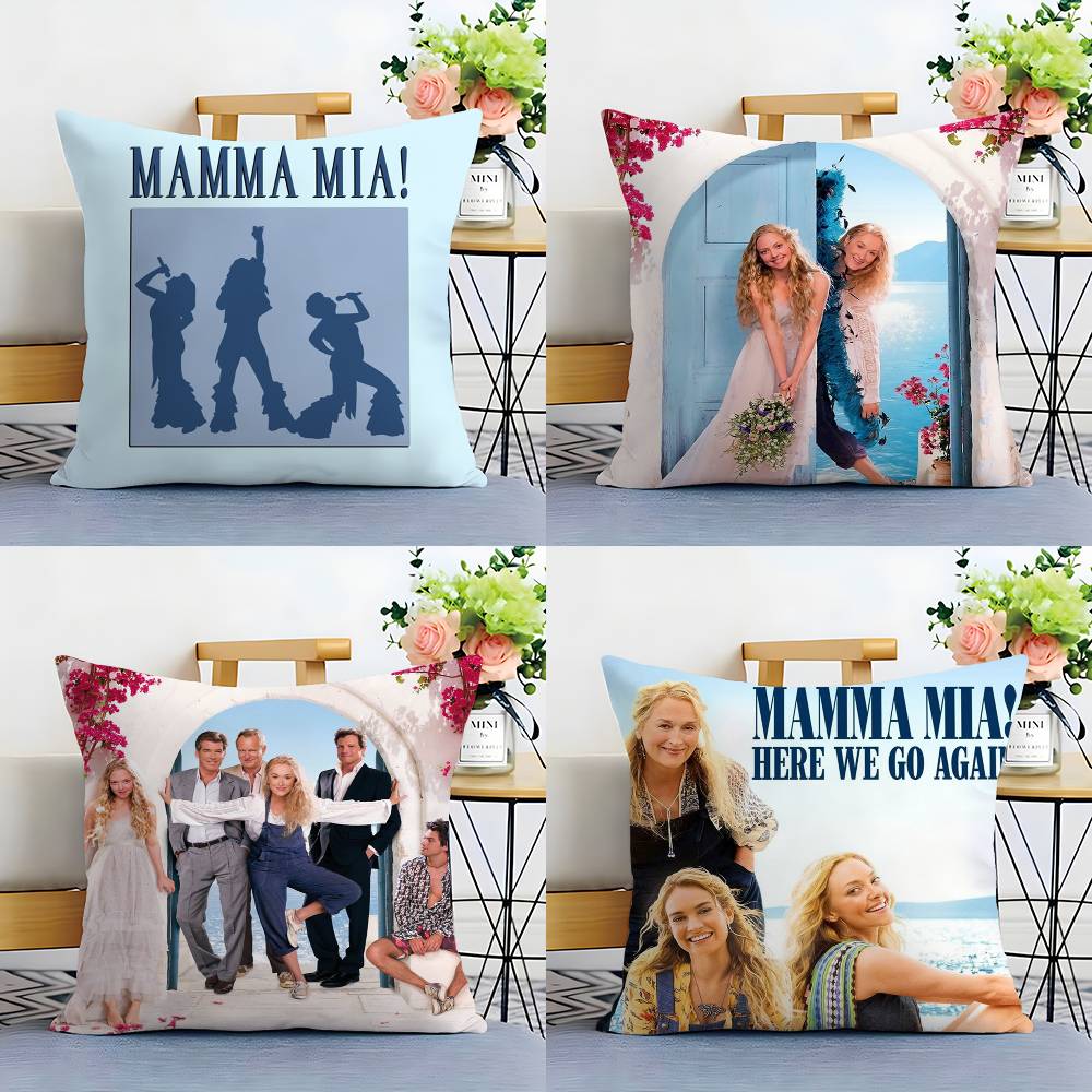 Povlak na polštář z filmu Pohovka Obývací pokoj Ložnice Oboustranný tisk M-Mamma Mia Čtvercový polštář Polštář na zdřímnutí