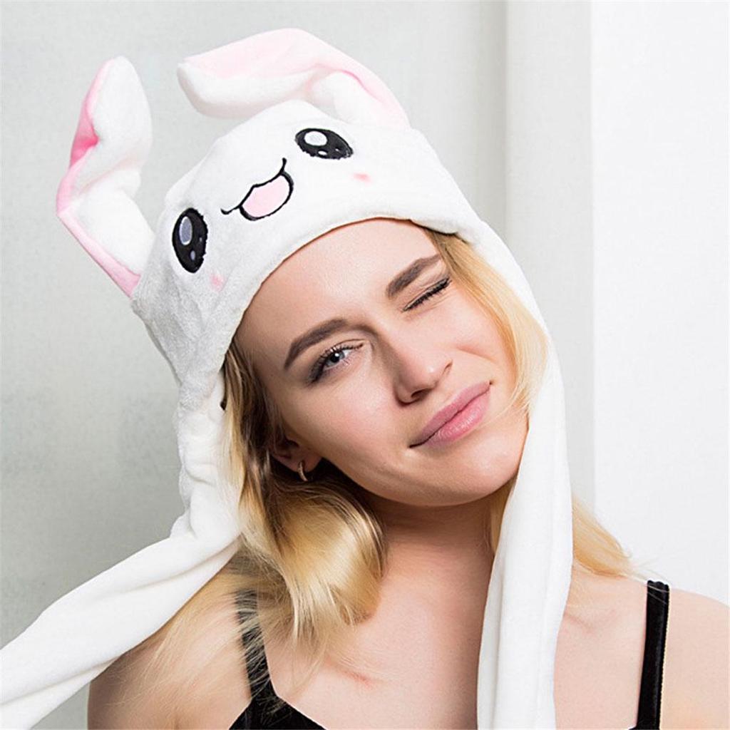 2 Pcs Cute Rabbit Hat Unisex Funny Bunny Hat With Moving Ears Plush Rabbit Hat Bunny Ears Headband Toys Fancy Dress Cosplay Rabbit Best Gift for Kids Adults Rabbit Shape + Giant Panda Shape