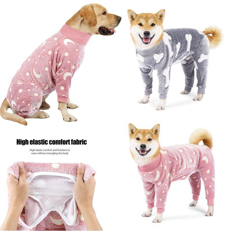 Hundepyjamas Vierbeiner Haustier Fleece Overall Winter Warm Hund Overall Niedliche Haustierkleidung Onesies für Mittlere Große Hunde Labrador Mantel