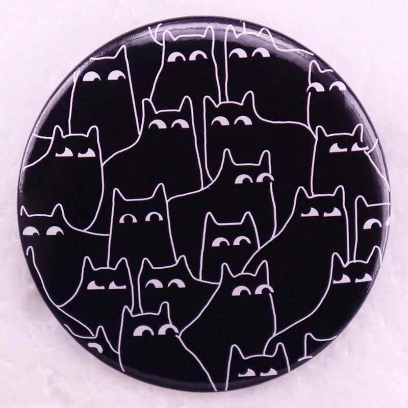 Black Cat Cartoon Tin Badge Pin