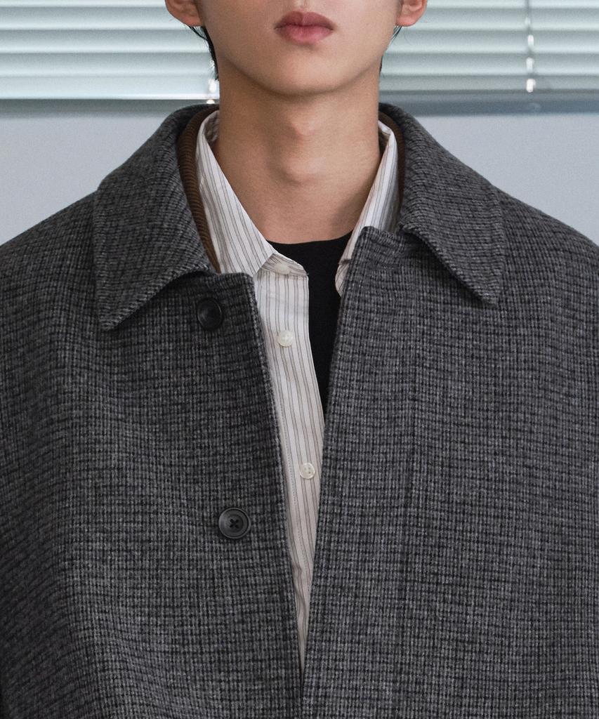 Musinsa Standard Wool Blend Tweed Oversized Half Balmacaan Coat [Grey]
