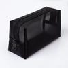 New Black Mesh Cosmetic Bag Portable Clear Mesh Toiletry Bag Zipper Closure Multi-functional Storage Pouch Travel Use