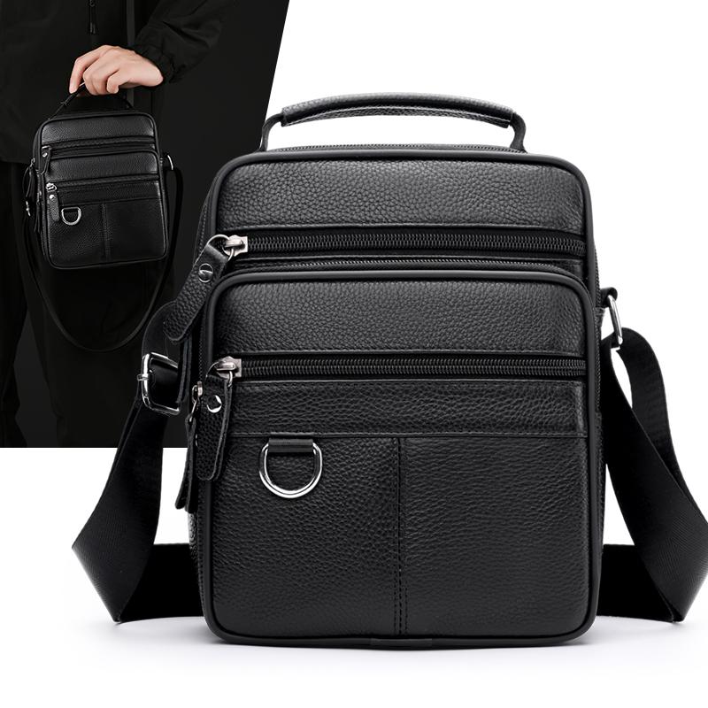 Men's Business Casual Messenger Bag – Leather Shoulder Sling with Retro Design for Daily Carry