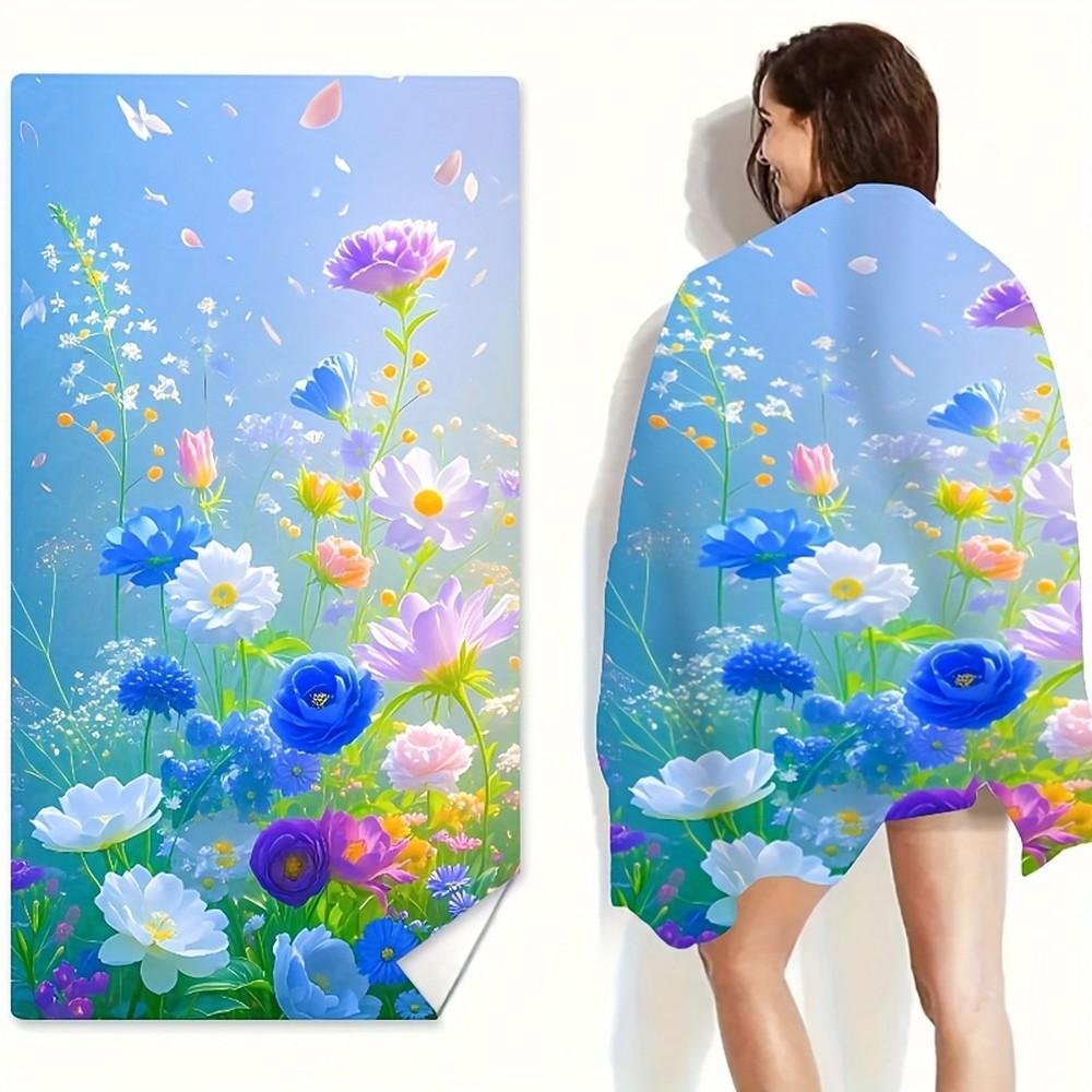 Floral Dream Beach Towel Patterned Sunscreen And Windproof Suitable For Swimming Pool Camping Travel Blanket