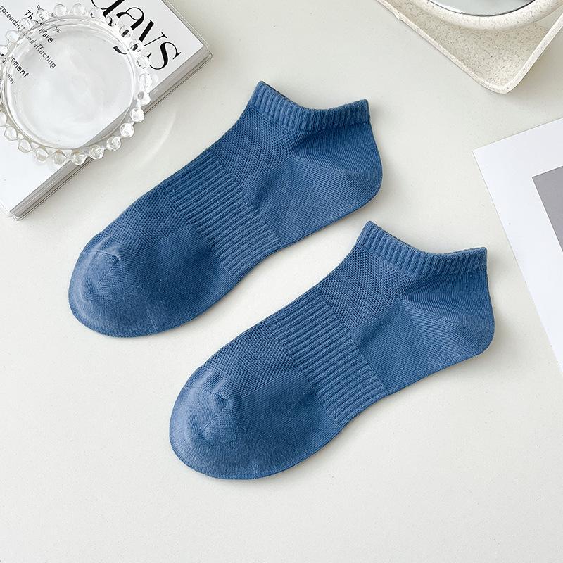Summer Thin Pure Cotton Women's Socks, Summer Mesh Breathable Boneless Solid Color Pure Cotton Short Socks