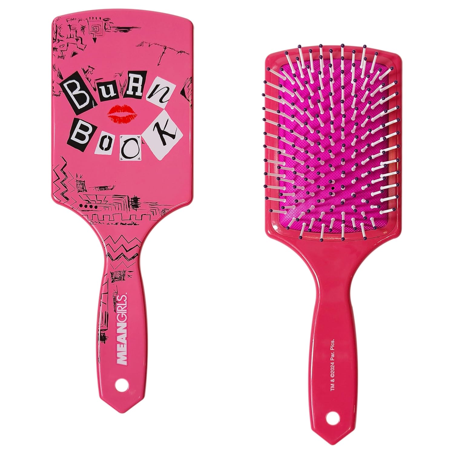LUV HER Kids Hair Brush & Spa Headband Set for Girls - Features Mean Girls - Fun Grooming Kit for Detangling, Styling & Skincare - Soft & Stretchy