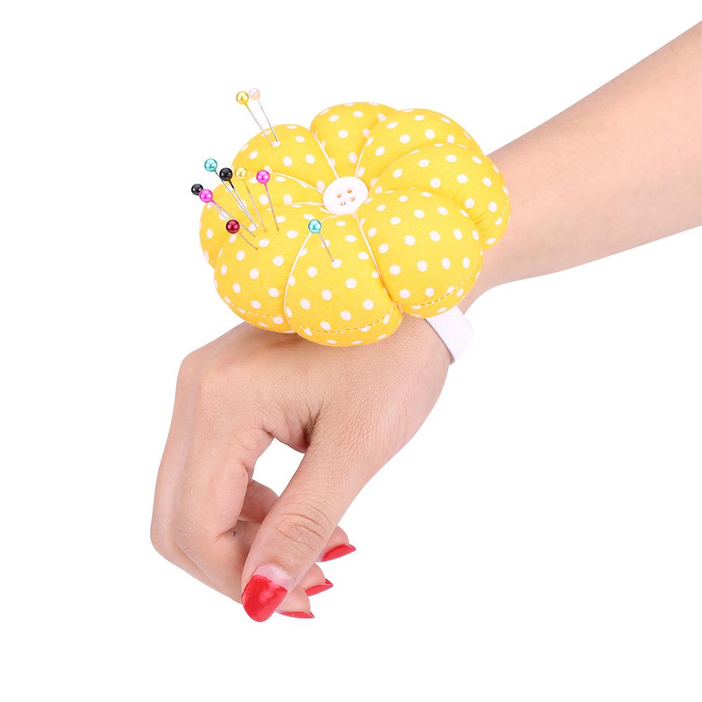 1 Pcs Creative Pumpkin Fabric Sewing Needles Pin Cushion with Elastic Wrist Belt(#4)