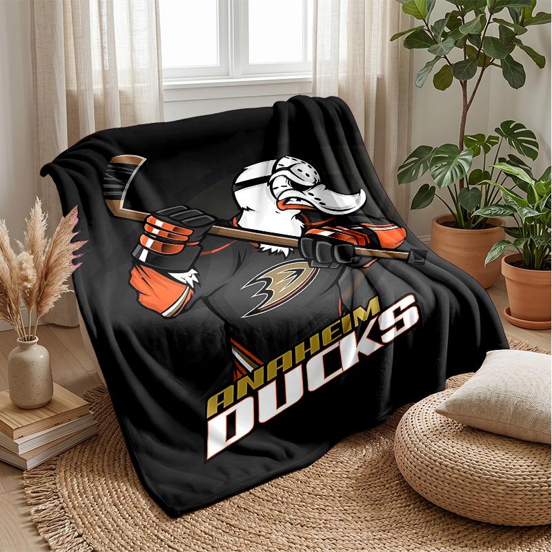 Anaheim DucksPrinted Flannel Blanket Cozy Skin-Friendly Warm Throw for Couch Bed Indoor Daily Use