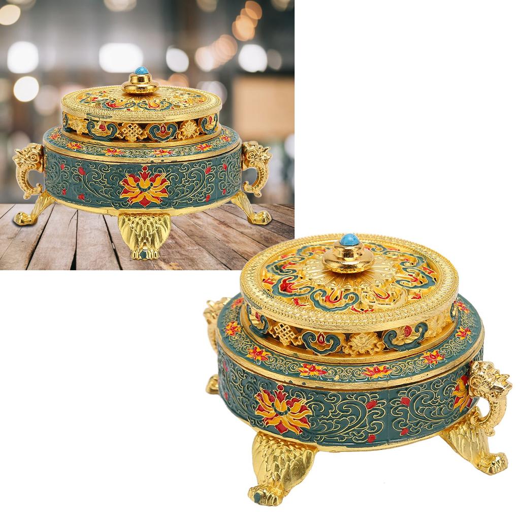 Trinket Incense   with Lid Handcraft Antique Polished Process for Decoration Meditation Room