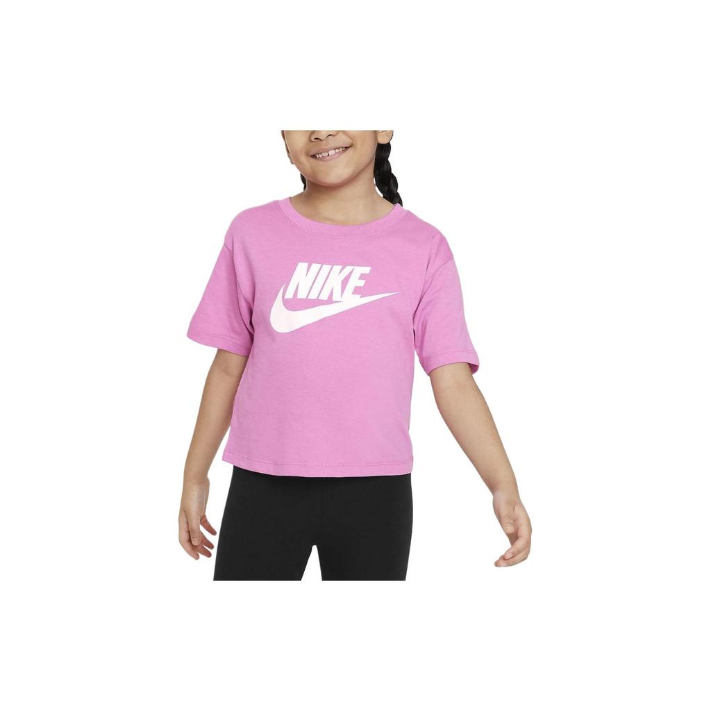 Nike Logo Print Round Neck Casual Short Sleeve T-Shirt Kids tops Pink FV3477-656