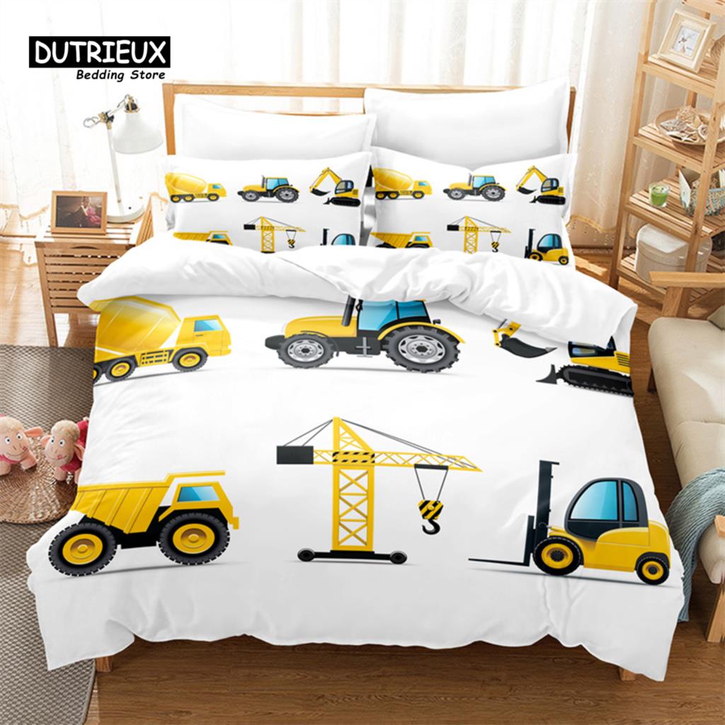 Cartoon Auto Bettwäsche-Set, 3-teiliges Bettbezug-Set, Weicher Bequemer Atmungsaktiver Bettbezug, Für Schlafzimmer Gästezimmer Dekor