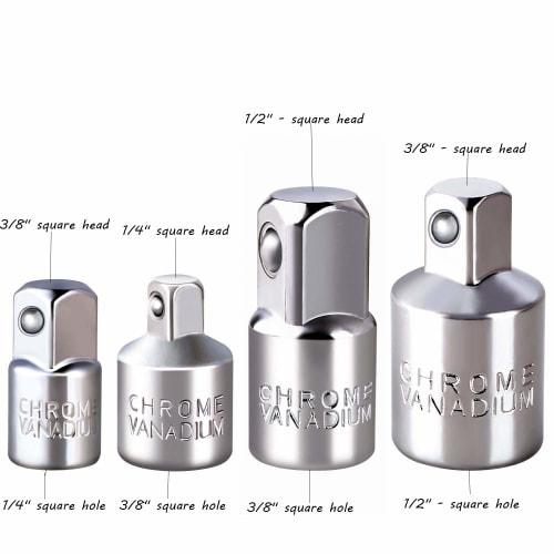 Square Ratchet Socket Adapter Reducer Converter Set Kit, 1/4", 3/8", 1/2" Driver Conversion for Automotive and Construction Work