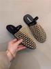 Summer mesh hollow outer wear one word with flat bottom sandals women's niche woven mesh slippers women