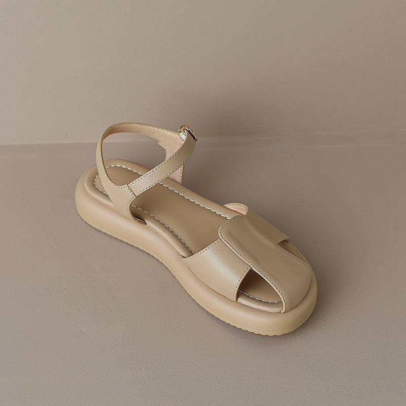 Krazing Pot Летние женские сандалии для отдыха на плоской платформе с круглым носком — фото 8