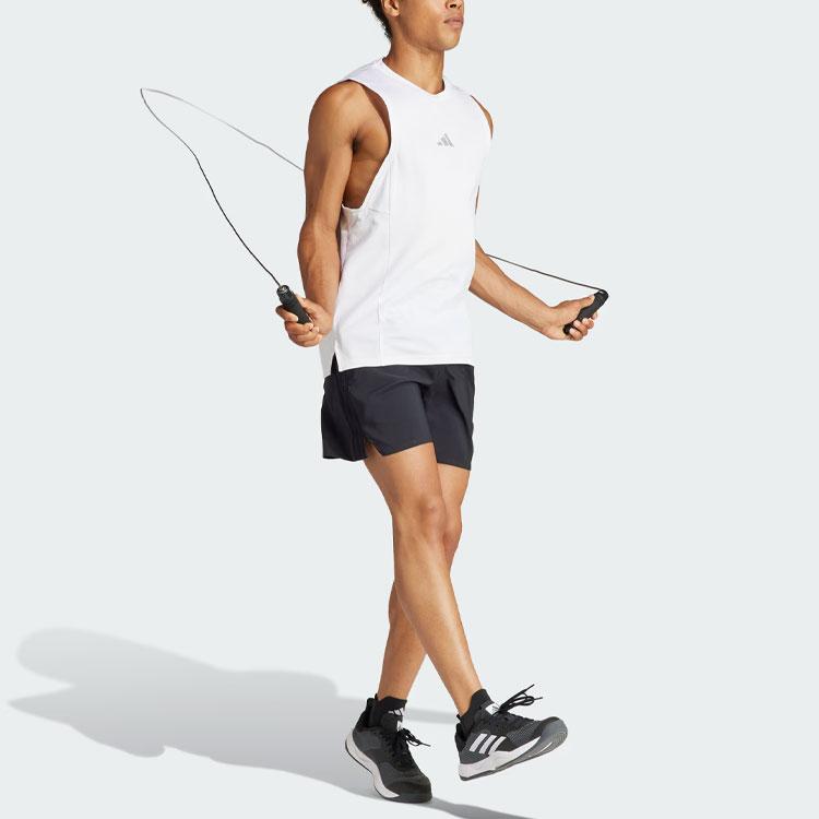 Adidas Solid Color Logo Round Neck Fitness Training Sleeveless Vest Men Tops White IS3709