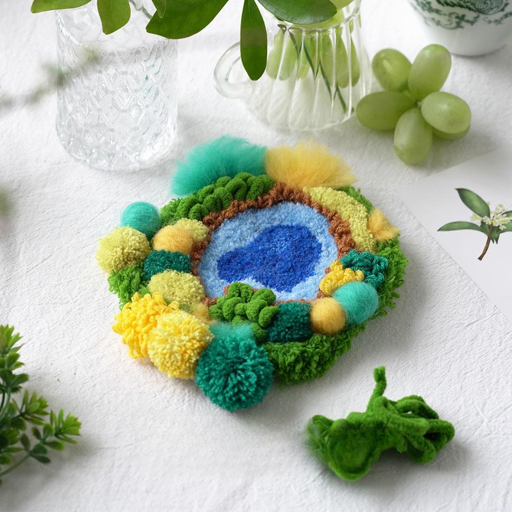 Poke Embroidery Four Seasons Moss Carpet Coaster Warm Home Ornament Handmade DIY Material Package