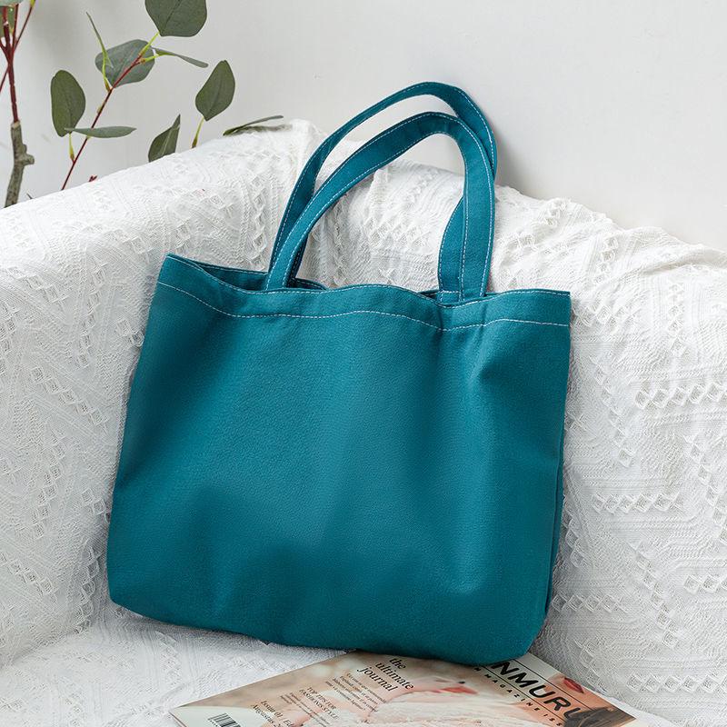 Solid Color Canvas Handbag Bento-Style Shoulder and Shopping Bag