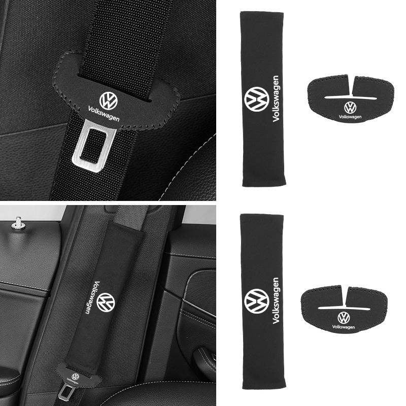 Cup Holders Car Seat Belt Protector Cover Safety Belt Shoulder Pad Accessories For Volkswagen VW Golf 4 6 7 GTI Tiguan Passat B5