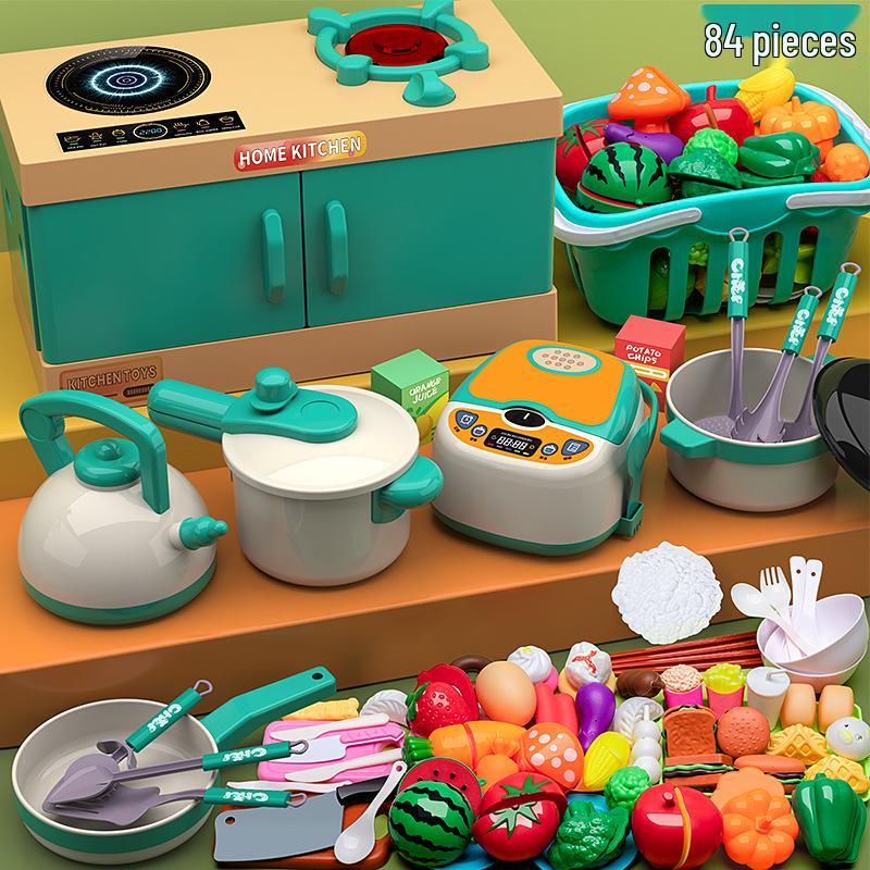 Kids' Role-Play Kitchen Induction Cooktop & Cooking Toy Set