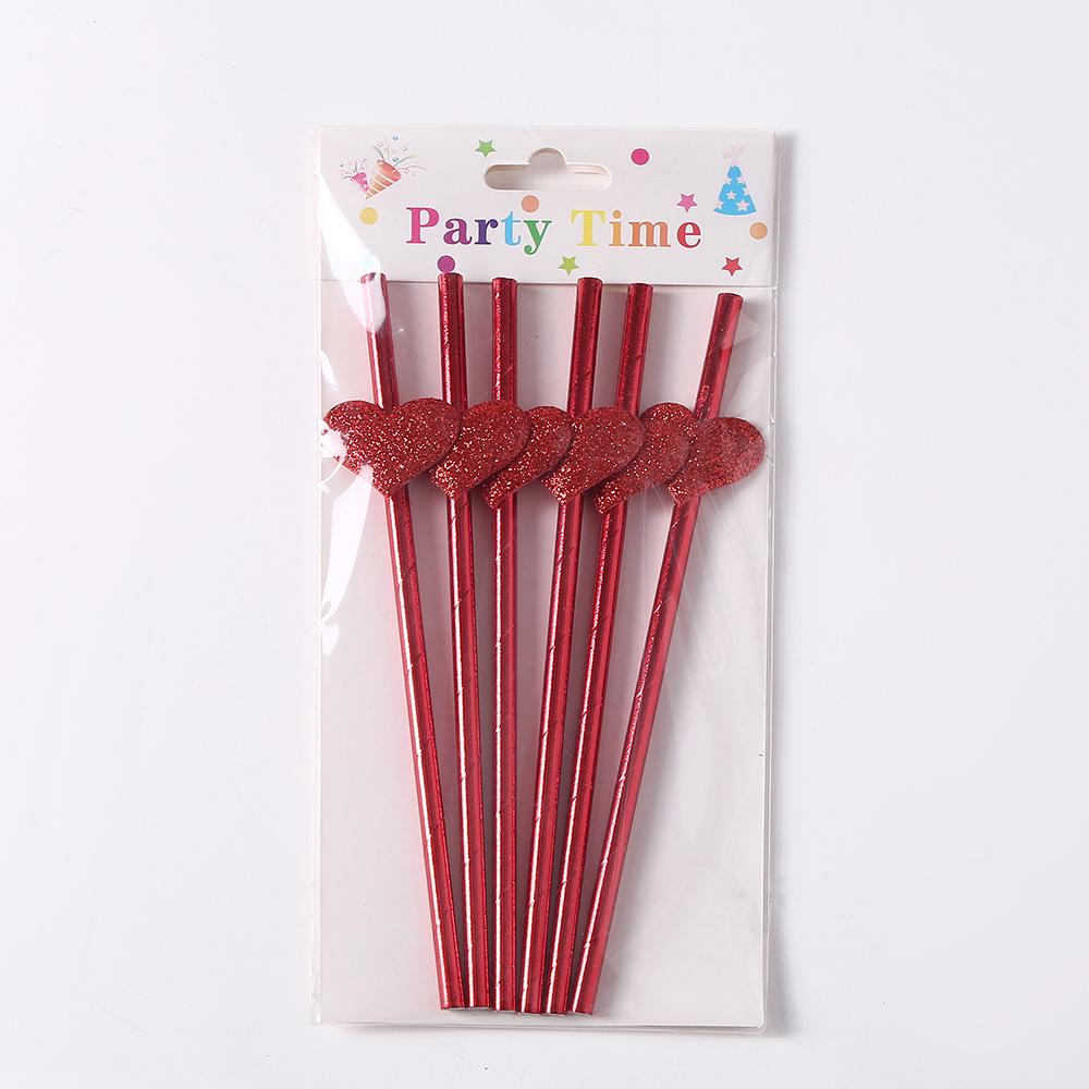 Heart Card Paper Straws for Valentine's Day Cocktail Party Decoration