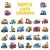 56 Construction Vehicles Cartoon Stickers Childlike Fun Mixer Excavator Waterproof Personalized Stickers