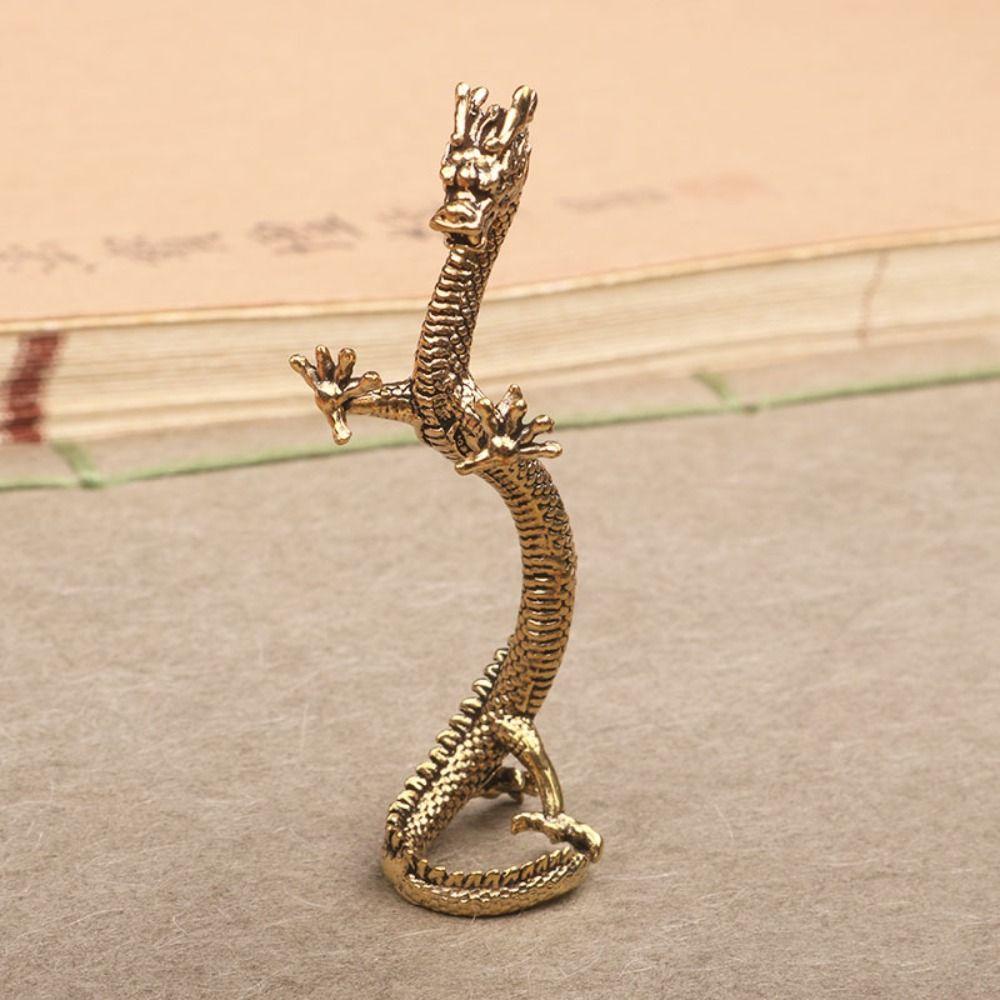 2pcs Zodiac Dragon Brass Dragon Figurines Vintage Dragon Ornament Birthday Wedding Gift