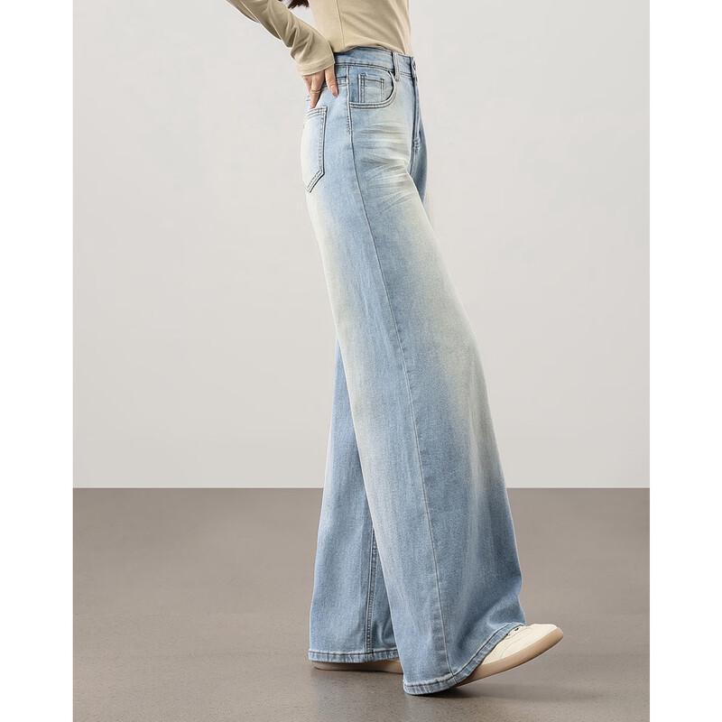 TERRE BLEUE Women's Vintage High-Waist Wide-Leg Jeans