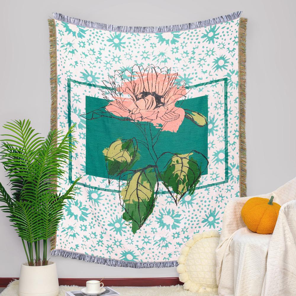 Camping Blanket, Moisture-Proof Camping Mat, Jacquard Tapestry, Christmas Sofa Towel, Thread Blanket, Multi-Functional Sofa Blanket