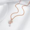 Shiny Natural Zircon Flower Pendant Necklace For Women Fashion  Rose Gold Color Ethnic Bridal Wedding Jewelry
