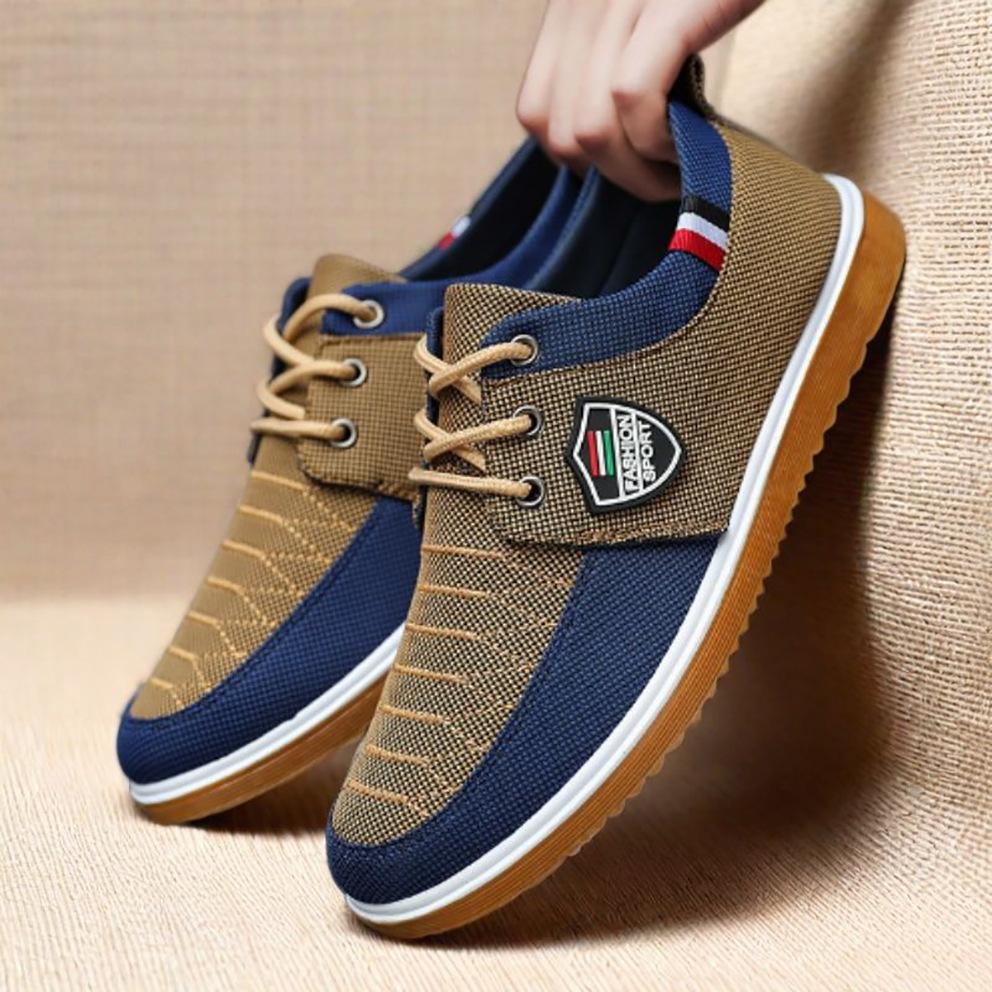 Fashion Men's Canvas Shoes Light Walking Flats Casual Sneakers Men Lace Up Vulcanize Shoes Soft Sole Driving Shoes Zapatillas