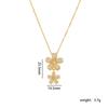 Elegant Hollow Flower with Zircon Pendant Necklace Stainless Steel Chain Jewelry Gifts for Women Teen Girls