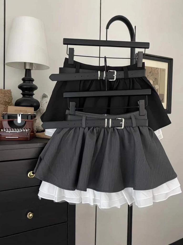 Retro High-Waist A-line Skirt with Anti-Exposure Lining