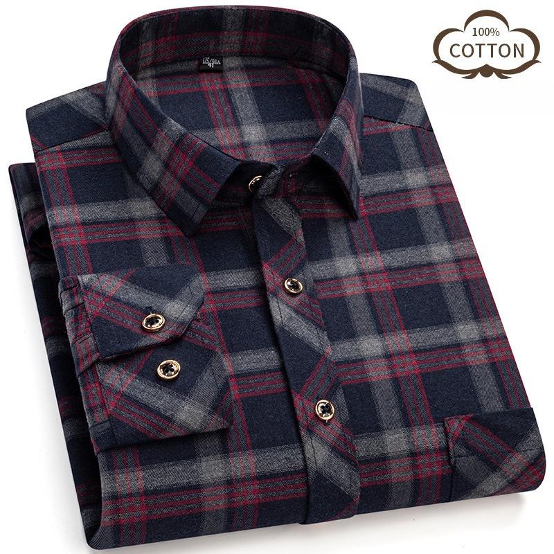 Flannel Shirt Jackets for Men Long Sleeve Regular Fit Button Down Work Shirts Outwear Men's Casual Plaid Heavyweight Cotton Shirt With Pockets