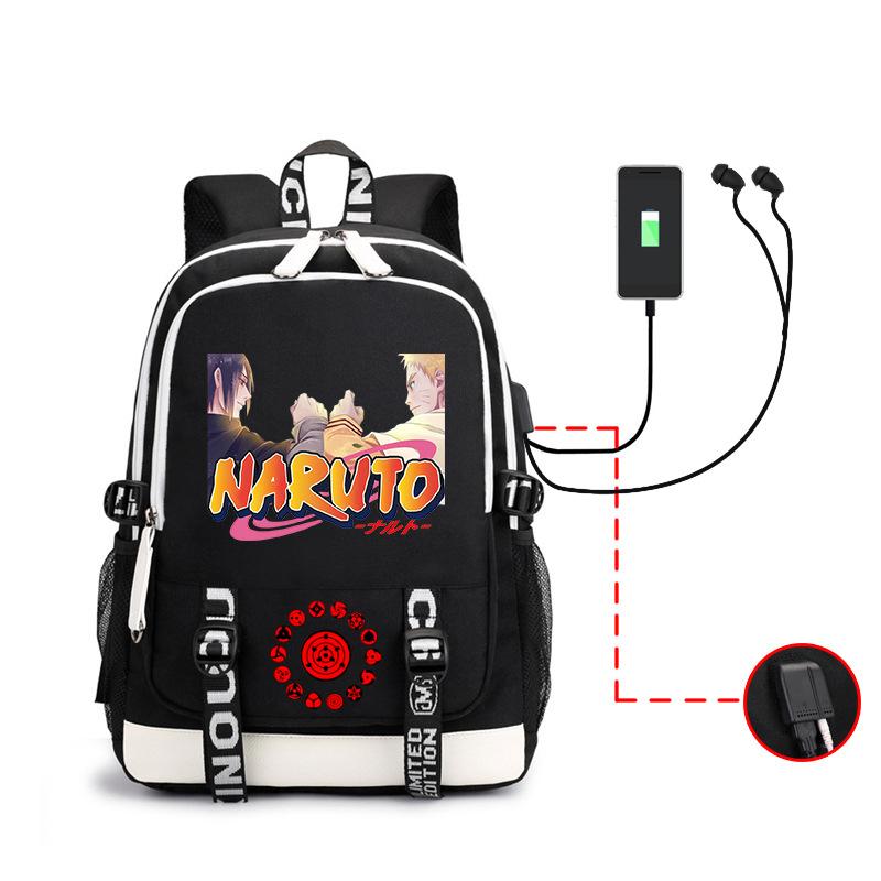 Anime Rucksack Mode Street Trend Herren Große Kapazität USB Kopfhörer Computertasche