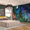 Fantasy Mushroom Forest Tapestry for Teen Girl Magical Tree of Life House Full Moon Wall Hanging Fairy Tale World Tapestries