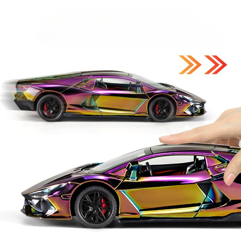 Simulation 1/24 Lamborghini Revuelto Super Car Model with Sound Light Children Boy Birthday Gift Miniature Voiture Home Decor
