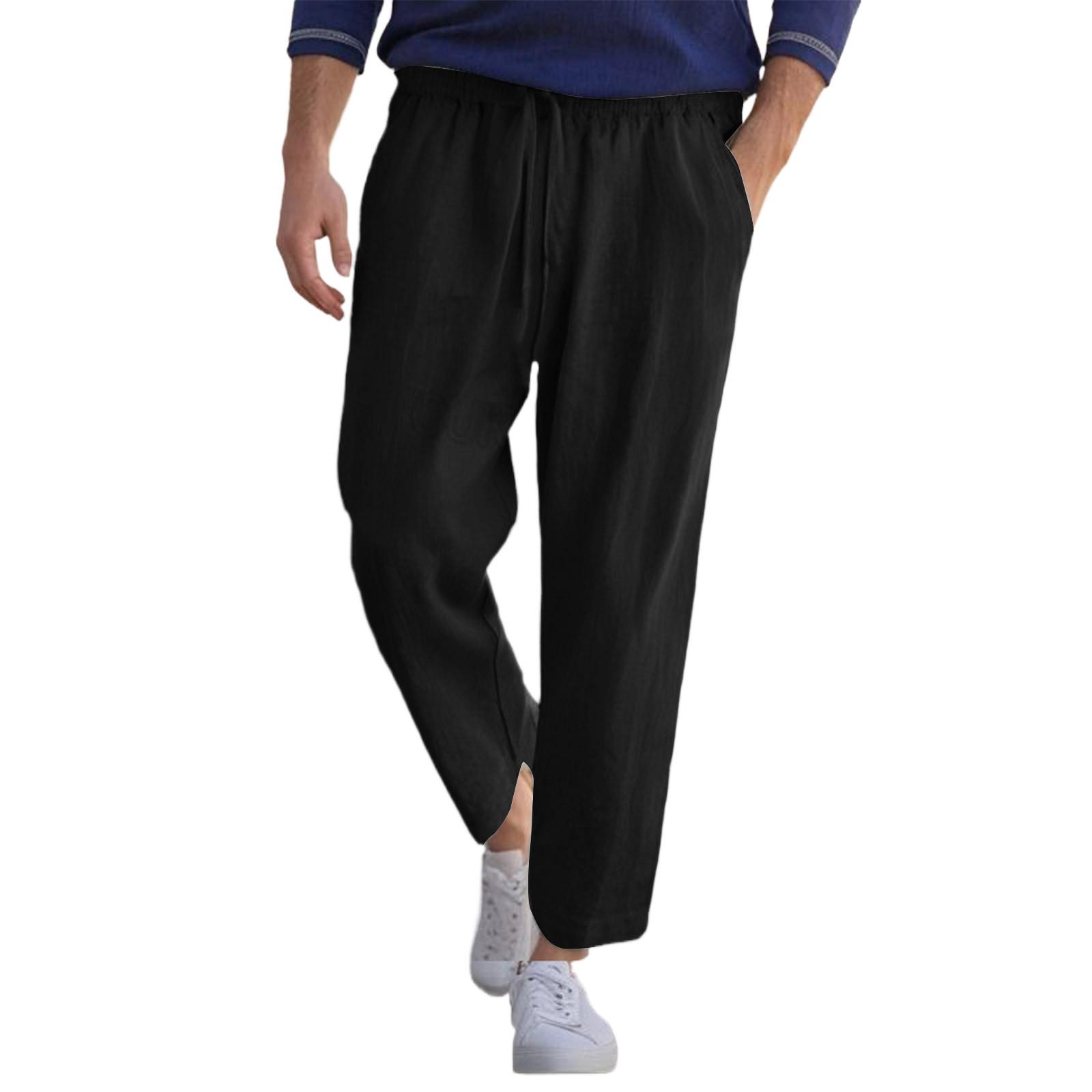 

Мужские комбинезоны, повседневные брюки с несколькими карманами и завязками, походные брюки, хлопковые саржевые брюки L чёрный