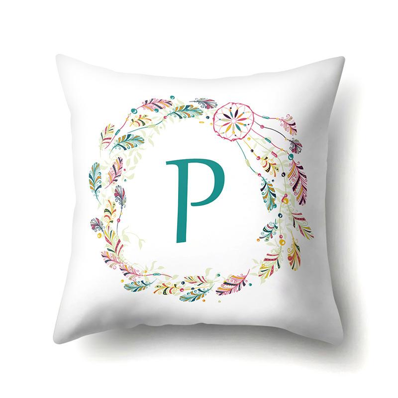 Polyester Pillowcase Simple Home Furnishing 26 English Letter Printed Pillowcase Car Cushion Waist Cushion Cover