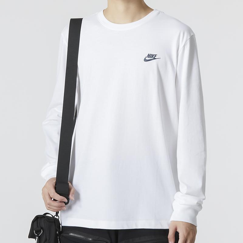 Nike Minimalist Letter Logo Casual Round Neck Long Sleeve T-Shirt Men Tops White DR7822-100