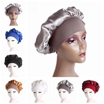 Kopfbedeckung, Haube mit breitem Band, Satinkappe, Haarausfall, Chemotherapie, elastische Kopfbedeckung, Schlafmütze
