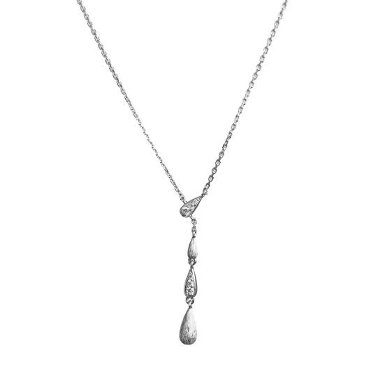 Drop Charm Necklace Women String of Water Drops Pendant Necklace Sparkling Rhinestone Dainty Necklace Gift for Her Wife