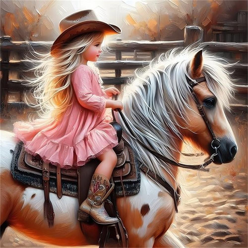 Diamond Art Painting Kits Girl Horse Portrait Cross Stitch Needlework Diamond Embroidery Kits Figure Wall Decor