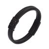 Anti-static Men's Stainless Steel Leather Magnetic Bracelet - European Retro Style