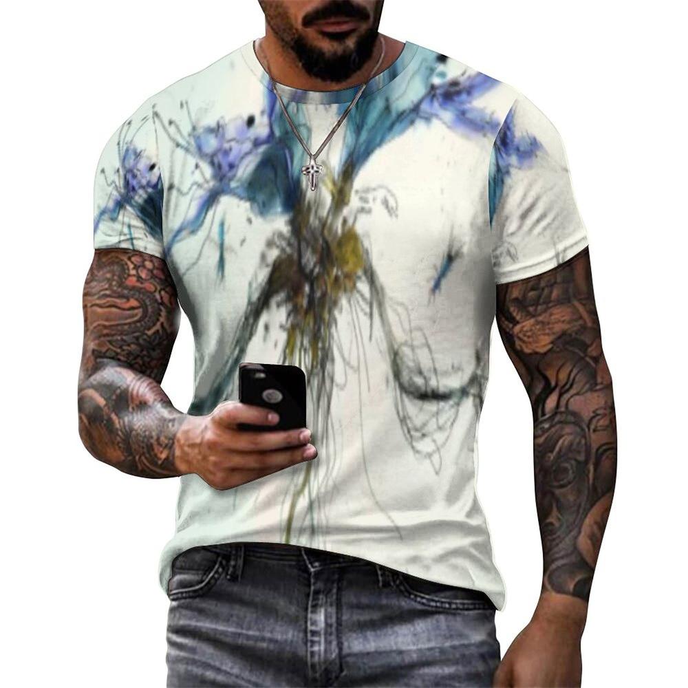 Men 3D Graffiti Evil Dragon Pattern T-Shirt Casual Cool Micro Stretch Breathable T Shirt Outdoor New Summer Men's Clothing