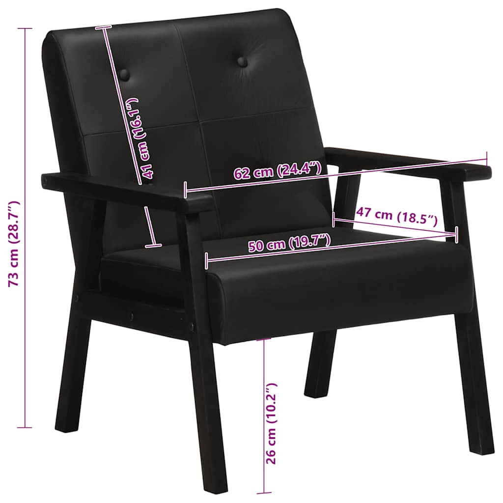 Armchair Black Genuine Leather