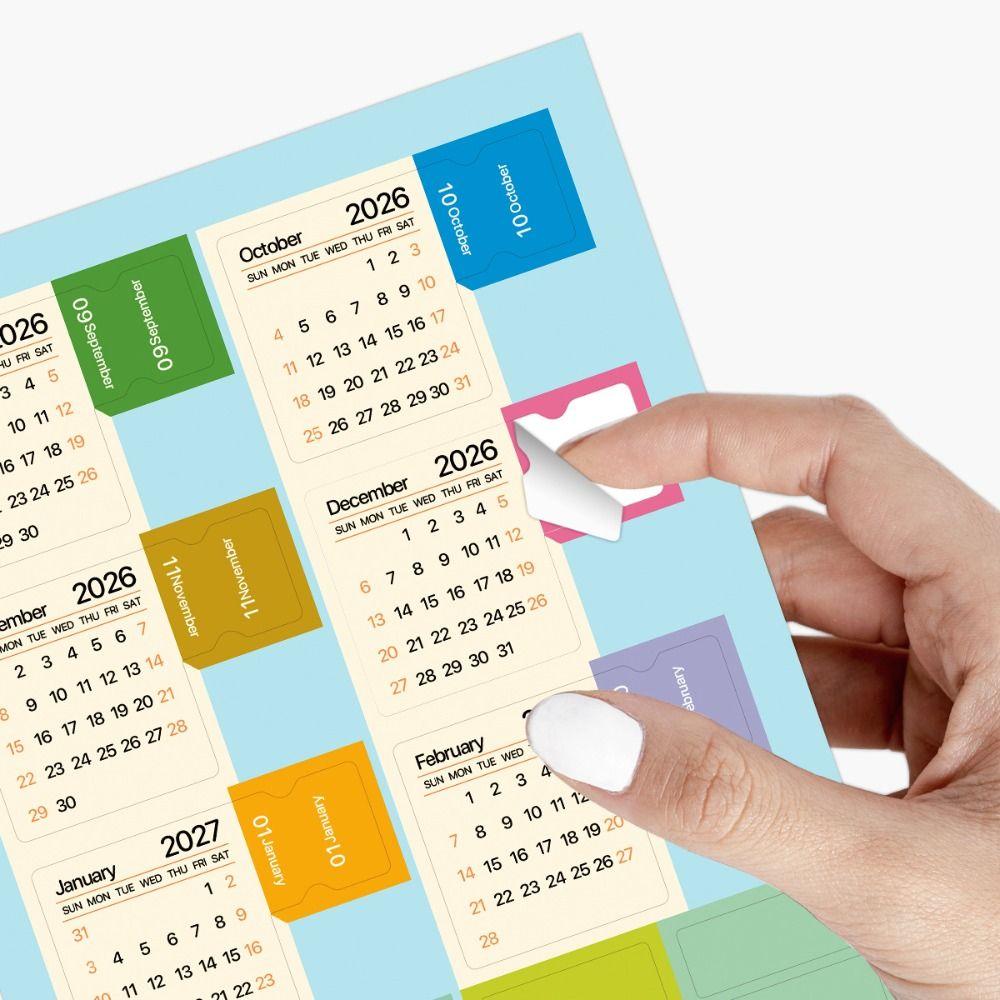 2 Sheets 2026 Calendar Stickers Diy Scrapbook Calendar Tags Divider Index Tabs  School/Office Use
