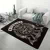 Retro Style Viking Area Rug Valhalla Shield and Hammer Pattern Non-Slip Thick Soft Carpet for Living Room Bedroom Office Yoga